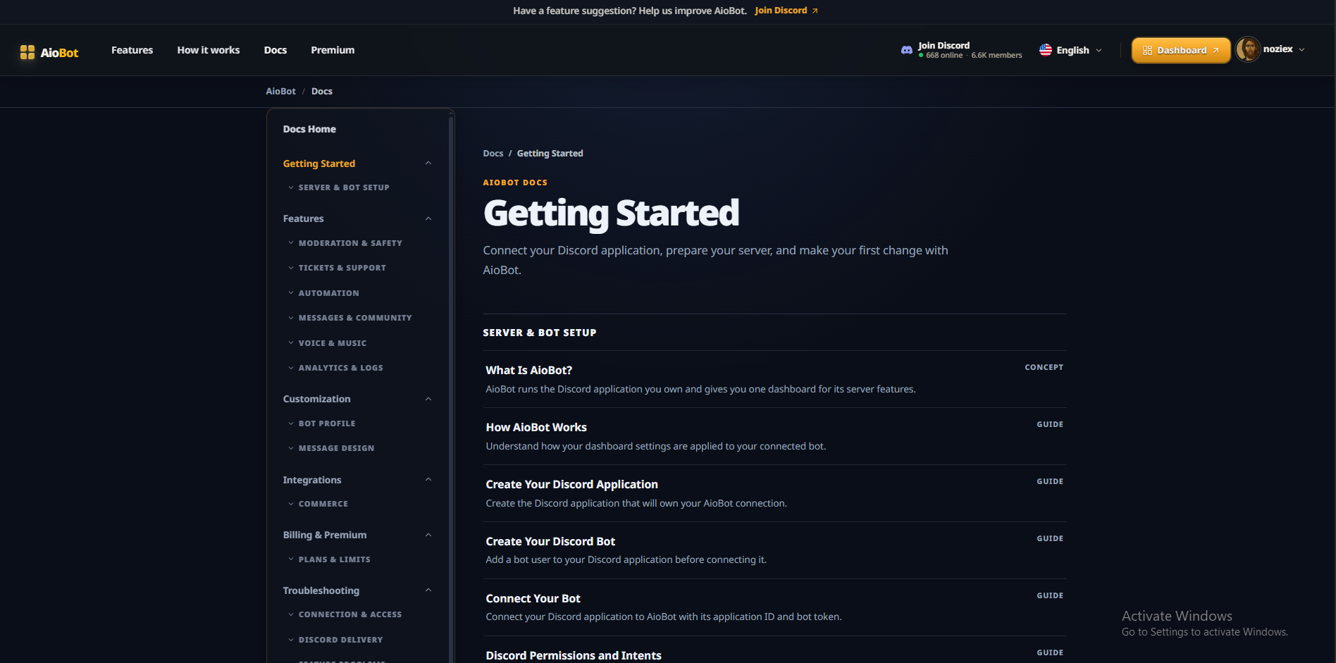 AioBot documentation Getting Started guide